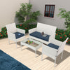 Set da Giardino 4pz in Polyrattan 2 Poltrone 1 Tavolino 1 Divano uso Esterno Bianco