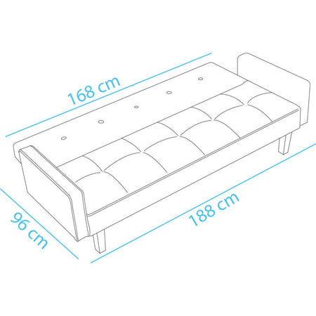 Divano Ribaltabile Letto Clik Clak 3 Posti Tessuto Imbottito Recliner Grigio
