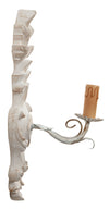 Biscottini Lampada Applique Shabby in legno e ferro finitura bianco anticato Made In Italy