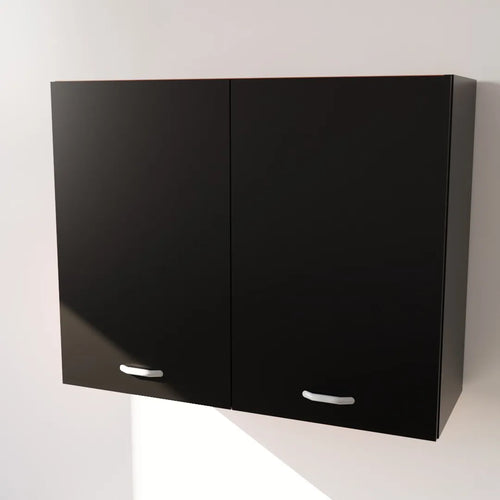 Pensile Cucina in Legno Nobilitato Nero con Ante Altezza 72 cm