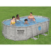 Piscina Power Steel 427x250x100 cm con Scala e Pompa Effetto Rattan Bestway