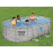 Piscina Power Steel 427x250x100 cm con Scala e Pompa Effetto Rattan Bestway