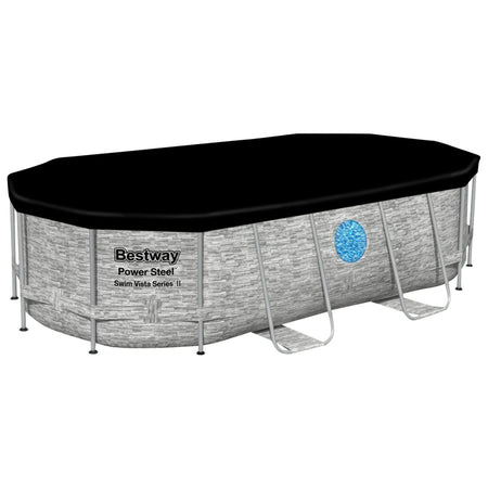 Piscina Power Steel 427x250x100 cm con Scala e Pompa Effetto Rattan Bestway