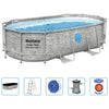 Piscina Power Steel 427x250x100 cm con Scala e Pompa Effetto Rattan Bestway