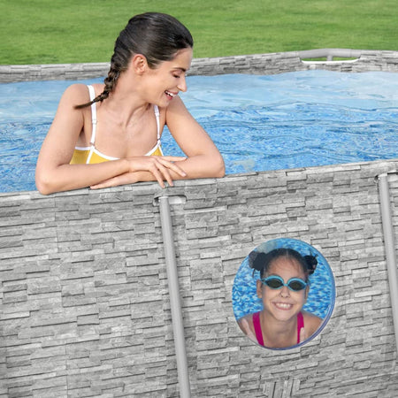 Piscina Power Steel 427x250x100 cm con Scala e Pompa Effetto Rattan Bestway