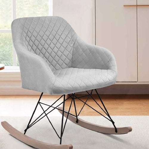 Sedia Dondolo Poltrona Relax Tessuto Trapuntato Stile Moderno 75x58x80cm, Grigio
