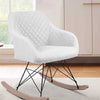 Sedia Dondolo Poltrona Relax Tessuto Trapuntato Stile Moderno 75x58x80cm, Bianco