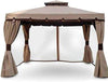Gazebo Professionale 3X4 mt Alluminio Impermeabile Zanzariera Laterale AntiUV Moka