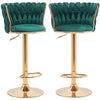 Coppia Sgabelli da Cucina Bar Schienale Intrecciato Velluto e Struttura Oro Verde