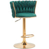 Coppia Sgabelli da Cucina Bar Schienale Intrecciato Velluto e Struttura Oro Verde