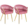 Kit 2pz Sedia Poltrona in Metallo Oro e Velluto Rosa Antico Ergonomica Casa Ristorante Bar
