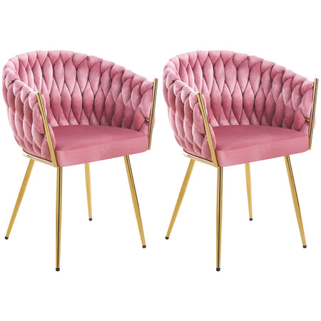 Kit 2pz Sedia Poltrona in Metallo Oro e Velluto Rosa Antico Ergonomica Casa Ristorante Bar
