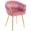 Kit 2pz Sedia Poltrona in Metallo Oro e Velluto Rosa Antico Ergonomica Casa Ristorante Bar