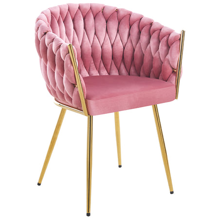 Kit 2pz Sedia Poltrona in Metallo Oro e Velluto Rosa Antico Ergonomica Casa Ristorante Bar