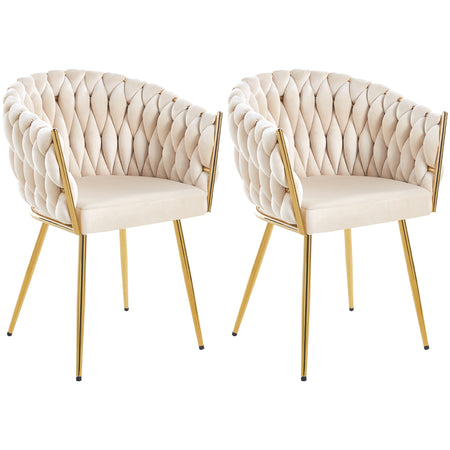 Kit 2pz Sedia Poltrona in Metallo Oro e Velluto Beige Ergonomica Casa Ristorante Bar