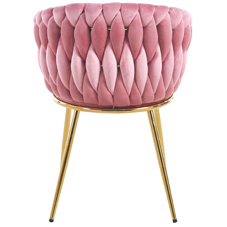 Kit 2pz Sedia Poltrona in Metallo Oro e Velluto Rosa Antico Ergonomica Casa Ristorante Bar