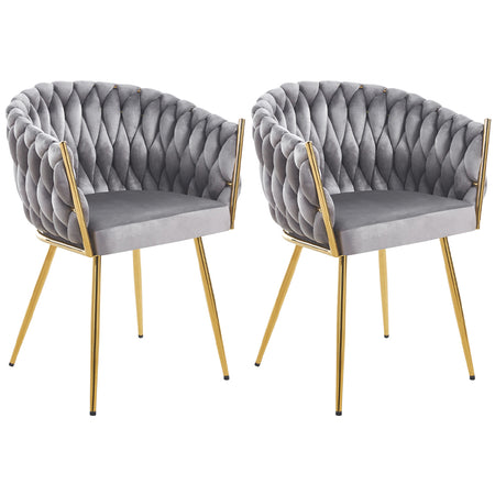 Kit 2pz Sedia Poltrona in Metallo Oro e Velluto Grigio Ergonomica Casa Ristorante Bar