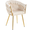 Kit 2pz Sedia Poltrona in Metallo Oro e Velluto Beige Ergonomica Casa Ristorante Bar