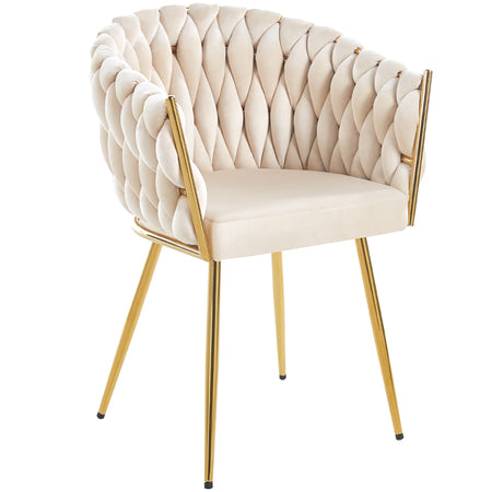 Kit 2pz Sedia Poltrona in Metallo Oro e Velluto Beige Ergonomica Casa Ristorante Bar