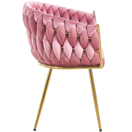 Kit 2pz Sedia Poltrona in Metallo Oro e Velluto Rosa Antico Ergonomica Casa Ristorante Bar