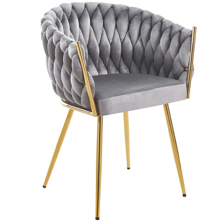 Kit 2pz Sedia Poltrona in Metallo Oro e Velluto Grigio Ergonomica Casa Ristorante Bar