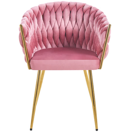 Kit 2pz Sedia Poltrona in Metallo Oro e Velluto Rosa Antico Ergonomica Casa Ristorante Bar