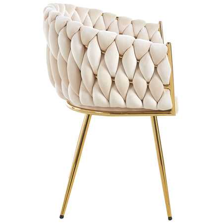 Kit 2pz Sedia Poltrona in Metallo Oro e Velluto Beige Ergonomica Casa Ristorante Bar