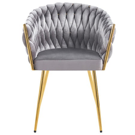 Kit 2pz Sedia Poltrona in Metallo Oro e Velluto Grigio Ergonomica Casa Ristorante Bar