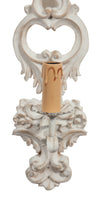 Biscottini Lampada Applique Shabby in legno e ferro finitura bianco anticato Made In Italy