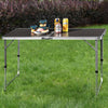 Tavolo PicNic Campeggio Altezza Regolabile Pieghevole Grigio Maniglia 120x60 H70cm
