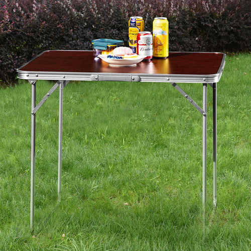 Tavolo PicNic Campeggio con Maniglia Effetto Legno 60x80 H68cm Pieghevole