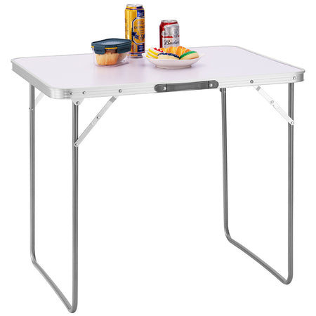 Tavolo PicNic Campeggio Alluminio 60x80 H68 cm Pieghevole Maniglia di Trasporto