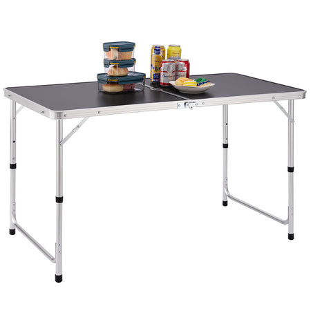 Tavolo PicNic Campeggio Altezza Regolabile Pieghevole Grigio Maniglia 120x60 H70cm