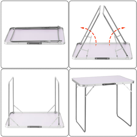 Tavolo PicNic Campeggio Alluminio 60x80 H68 cm Pieghevole Maniglia di Trasporto
