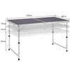 Tavolo PicNic Campeggio Altezza Regolabile Pieghevole Grigio Maniglia 120x60 H70cm