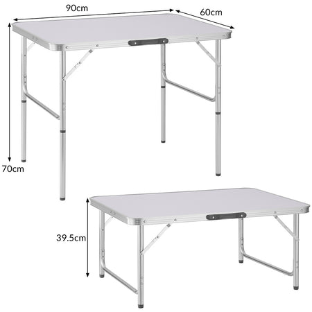 Tavolo PicNic Campeggio Alluminio 90x60 H70cm Pieghevole Valigetta 2altezze