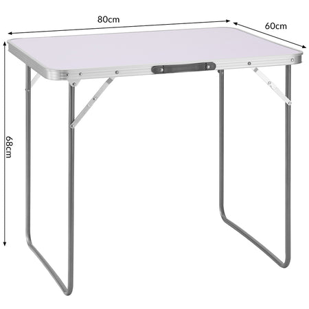 Tavolo PicNic Campeggio Alluminio 60x80 H68 cm Pieghevole Maniglia di Trasporto