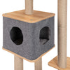 Tiragraffi Grande, Albero + Cuccia, Graffiatoio per Gatti, Gioco Felini Beige e Grigio