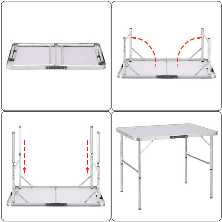 Tavolo PicNic Campeggio Alluminio 90x60 H70cm Pieghevole Valigetta 2altezze