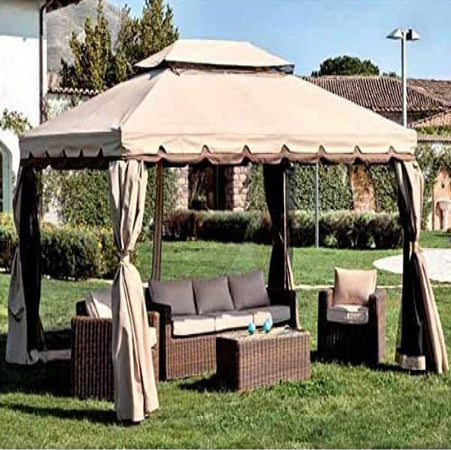 Gazebo Professionale 3X4 mt Alluminio Impermeabile Zanzariera Laterale AntiUV Moka
