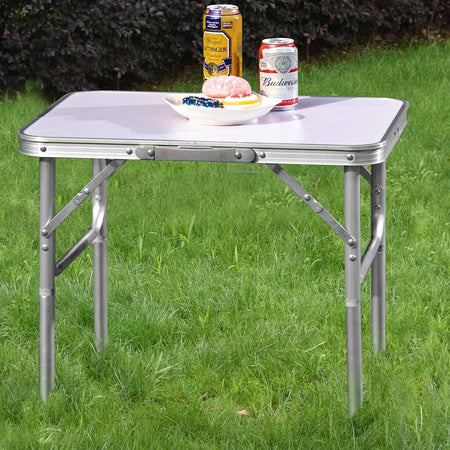 Tavolo PicNic Campeggio Alluminio 60x45 H50cm Pieghevole Valigetta 2 Altezze