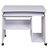 Scrivania Cameretta Tavolo Studio Porta Tastiera e Computer Legno 4 ruote Bianco