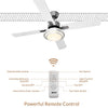Ventilatore con Telecomando da Soffitto 4 Pale Luce LED  130 cm Bianco