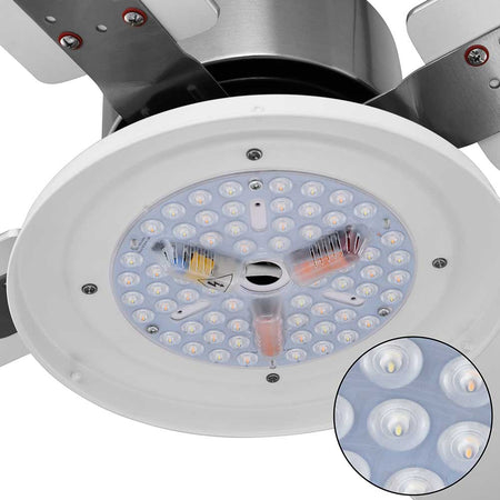Ventilatore con Telecomando da Soffitto 4 Pale Luce LED  130 cm Bianco