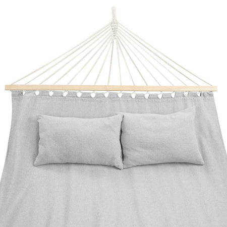 Amaca Giardino e Campeggio 2Posti Legno e Tessuto Pieghevole 345x150cm Grigio