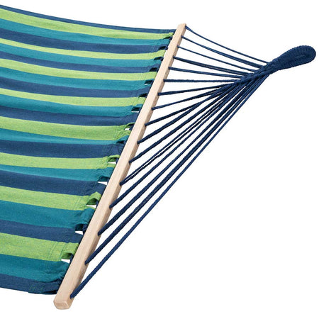 Amaca Giardino e Campeggio 2Posti Legno e Tessuto Pieghevole 345x150cm Blu Verde