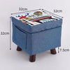 Pouf Cameretta Contenitore in Tessuto Poggiapiedi Porta Giocattoli Blu