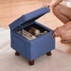 Pouf Cameretta Contenitore in Tessuto Poggiapiedi Porta Giocattoli Blu