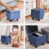 Pouf Cameretta Contenitore in Tessuto Poggiapiedi Porta Giocattoli Blu