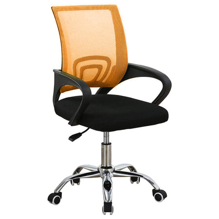 Sedia Ufficio Scrivania Base in Acciaio Girevole Altezza Regolabile Traspirante Arancio